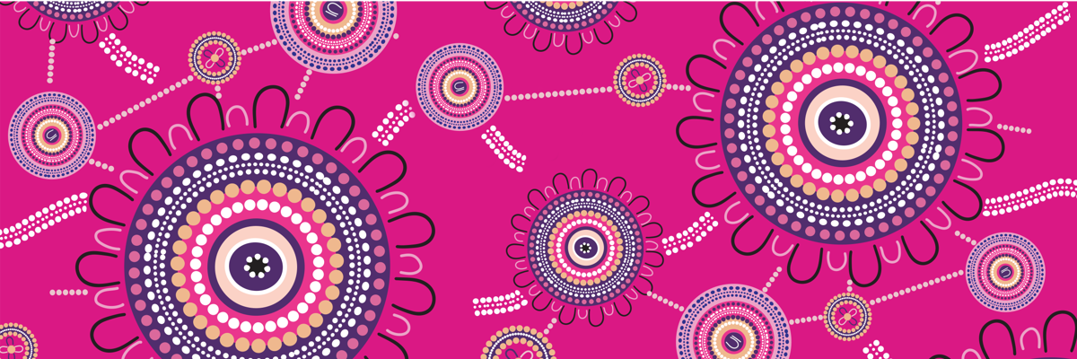 BreastScreen NSW Aboriginal artwork on bright pink background