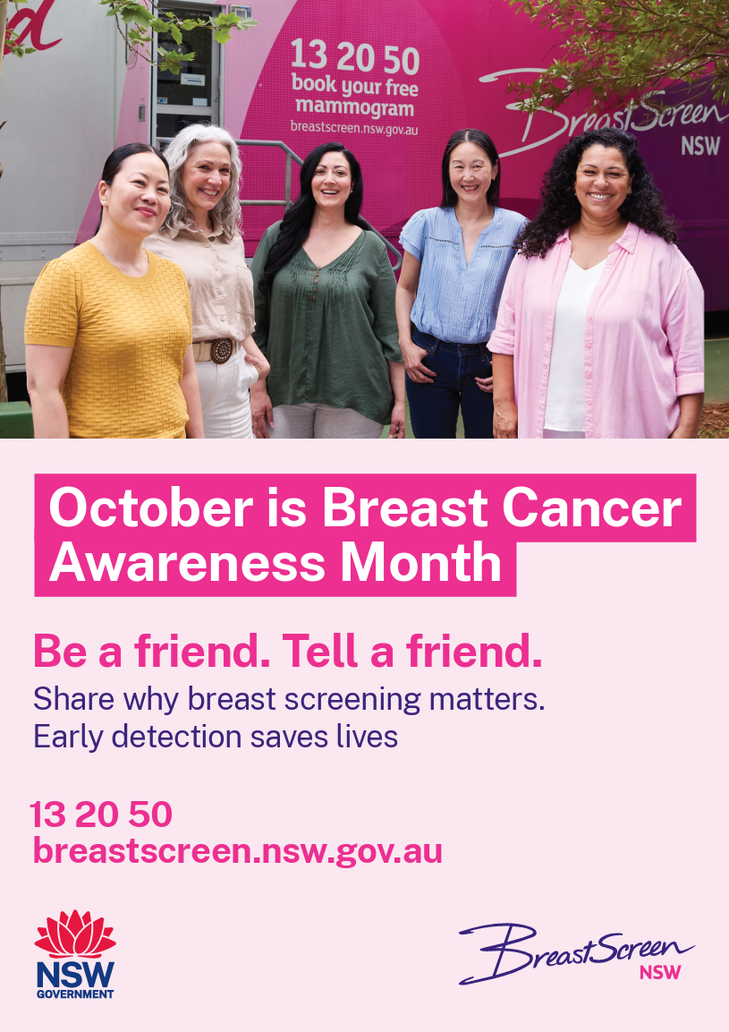 Poster promoting breast cancer awareness month