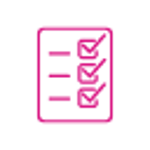 pink icon showing a checklist of items